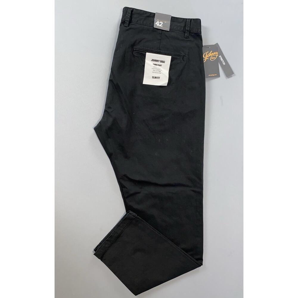 Johnny Bigg Slim Fit Flat Front Stretch Chino Pants. Black, Men's 42X32. NWT!